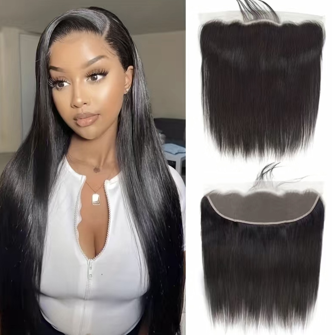 13*4 dentelle frontale fermeture droite cheveux humains pré plumés oreille à oreille dentelle frontale couleur naturelle brésilienne vierge cheveux humains suisse dentelle frontale fermeture longueur 